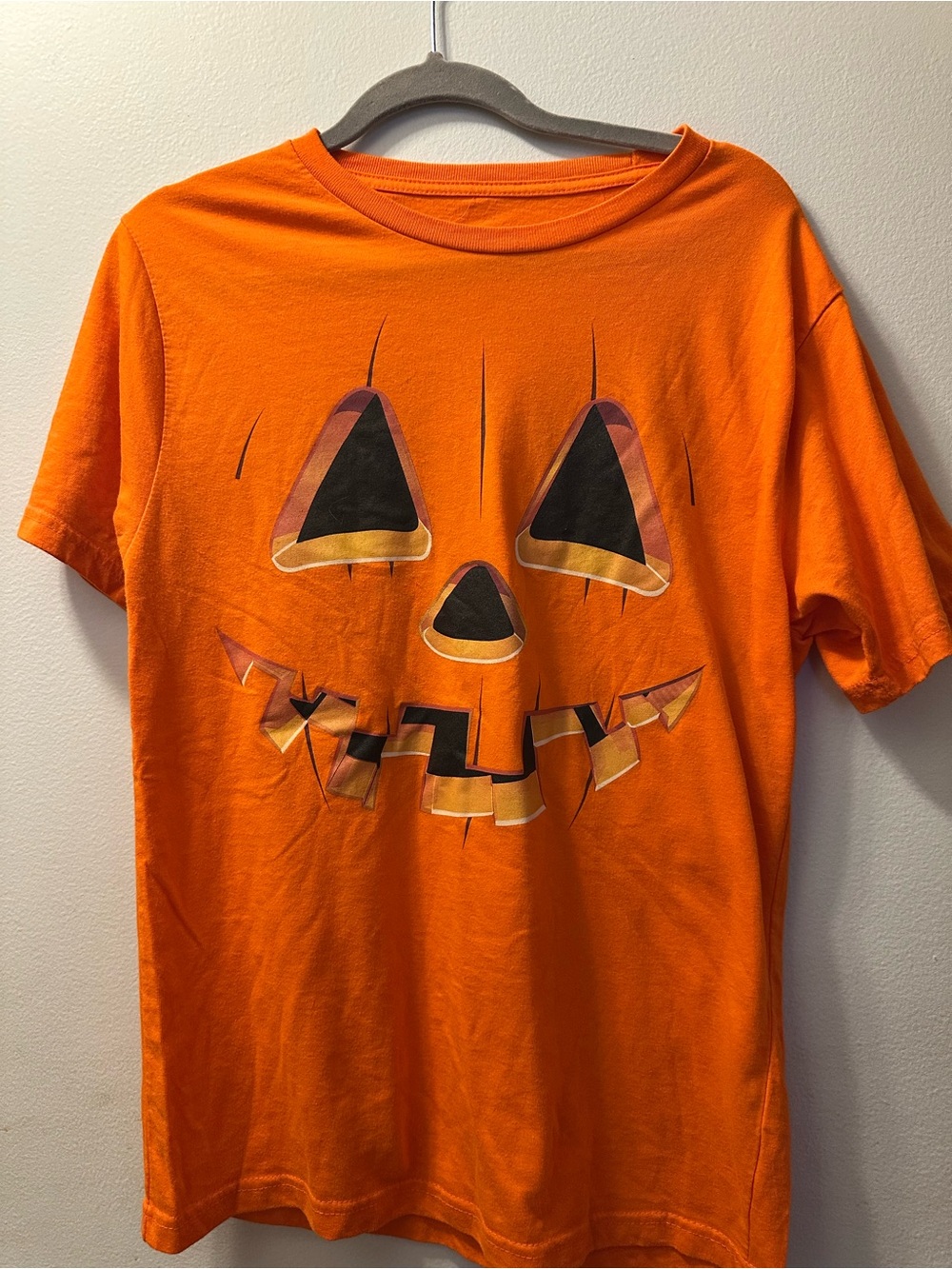 Men's Orange Pumpkin Face Short Sleeve Tee